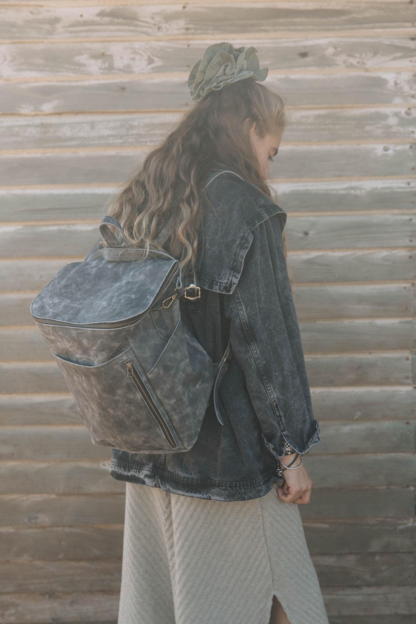 Mochila Alforja Grande Negro Gastado - Valiz