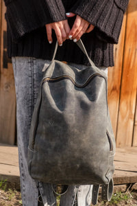 <transcy>Large Backpack Black Worn</transcy>