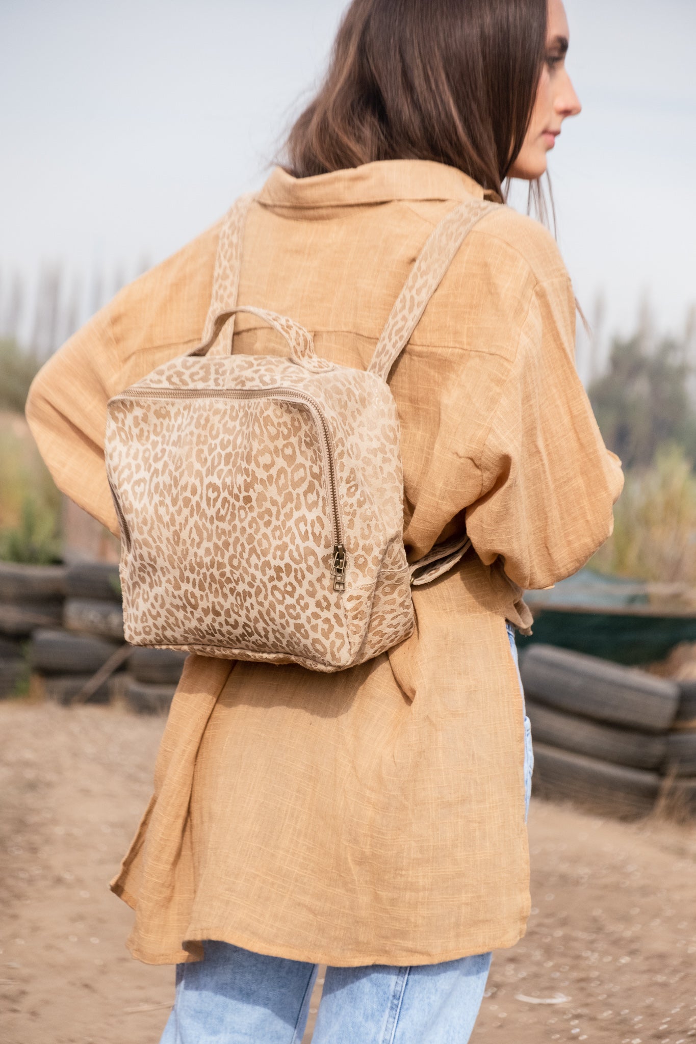 Mochila Chica Print Beige